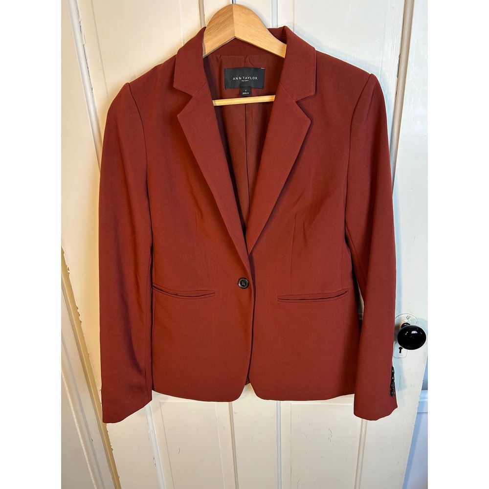 Ann Taylor Factory Womens Rust Orange Single Button Blazer Jacket Size 2